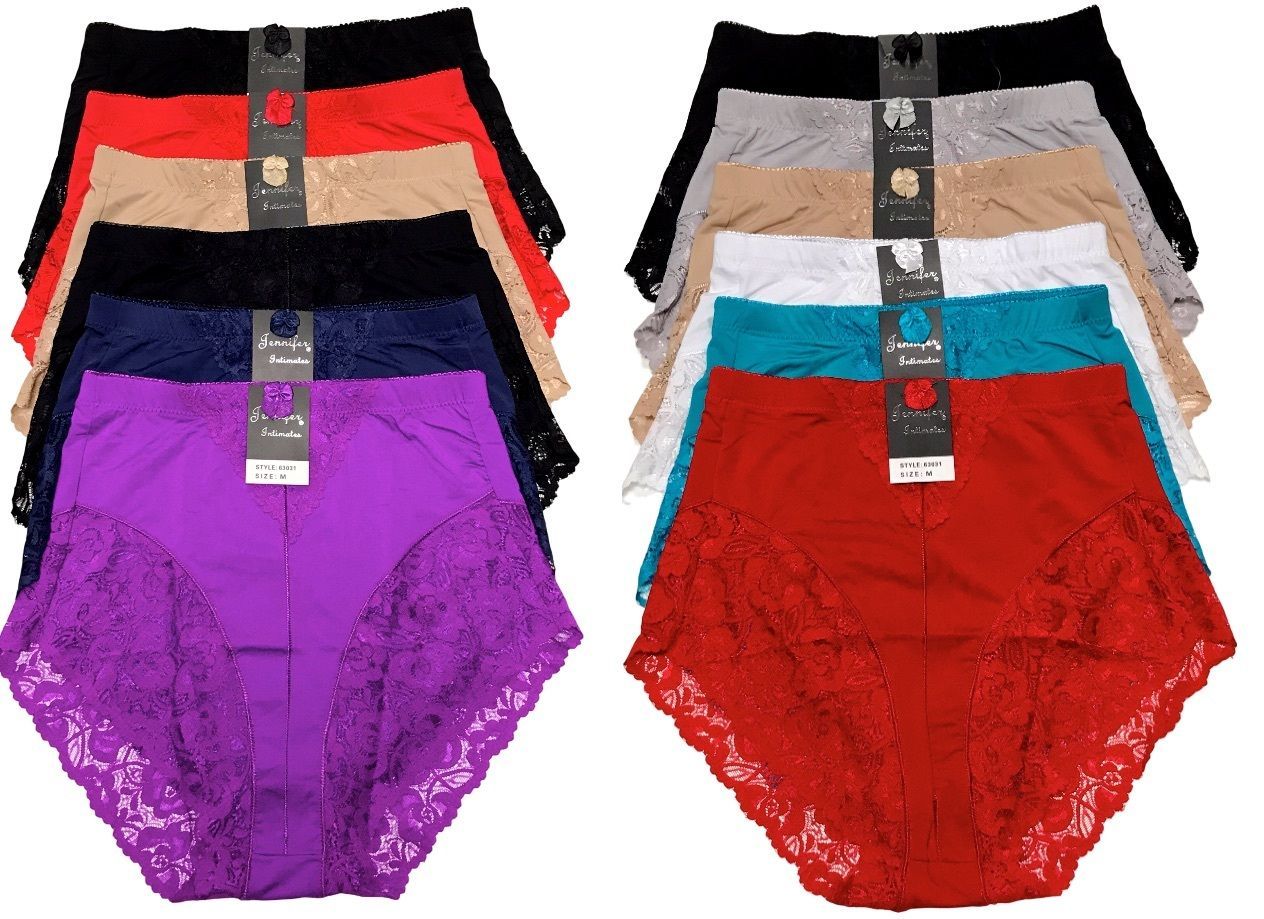 Women’s 6 Pack High Waist Cool Various Feel Lace Brief Underwear Panties S-5XL
