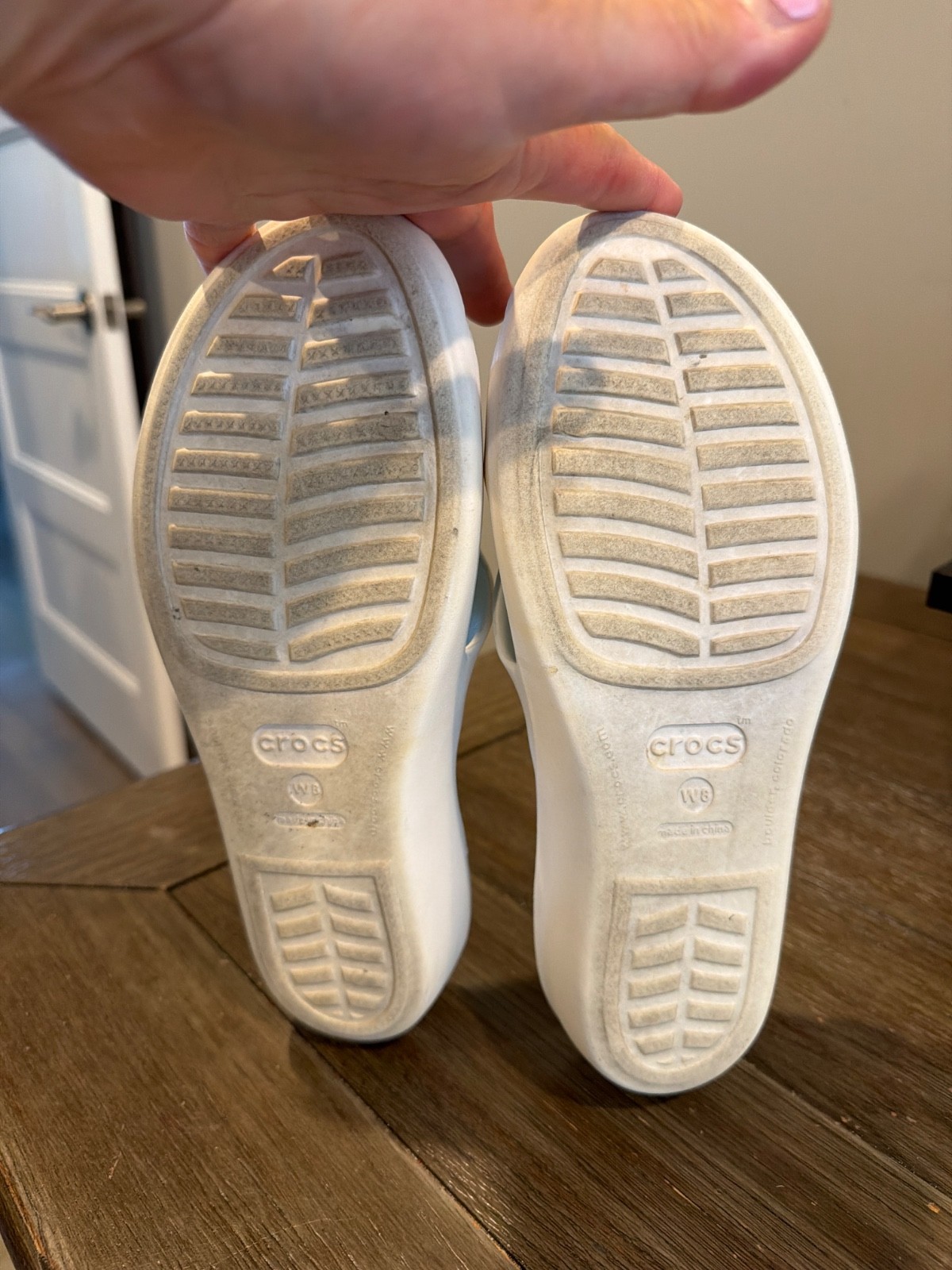 CROCS Kadee II White with Aqua Insole Flat Slide Sandals Women’s 8