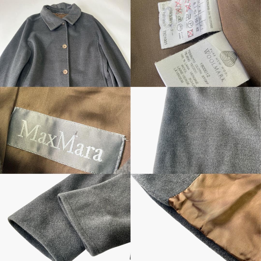 Max Mara White Tag Virgin Wool Long Coat Dark Gray Size 40 L Italy Authentic