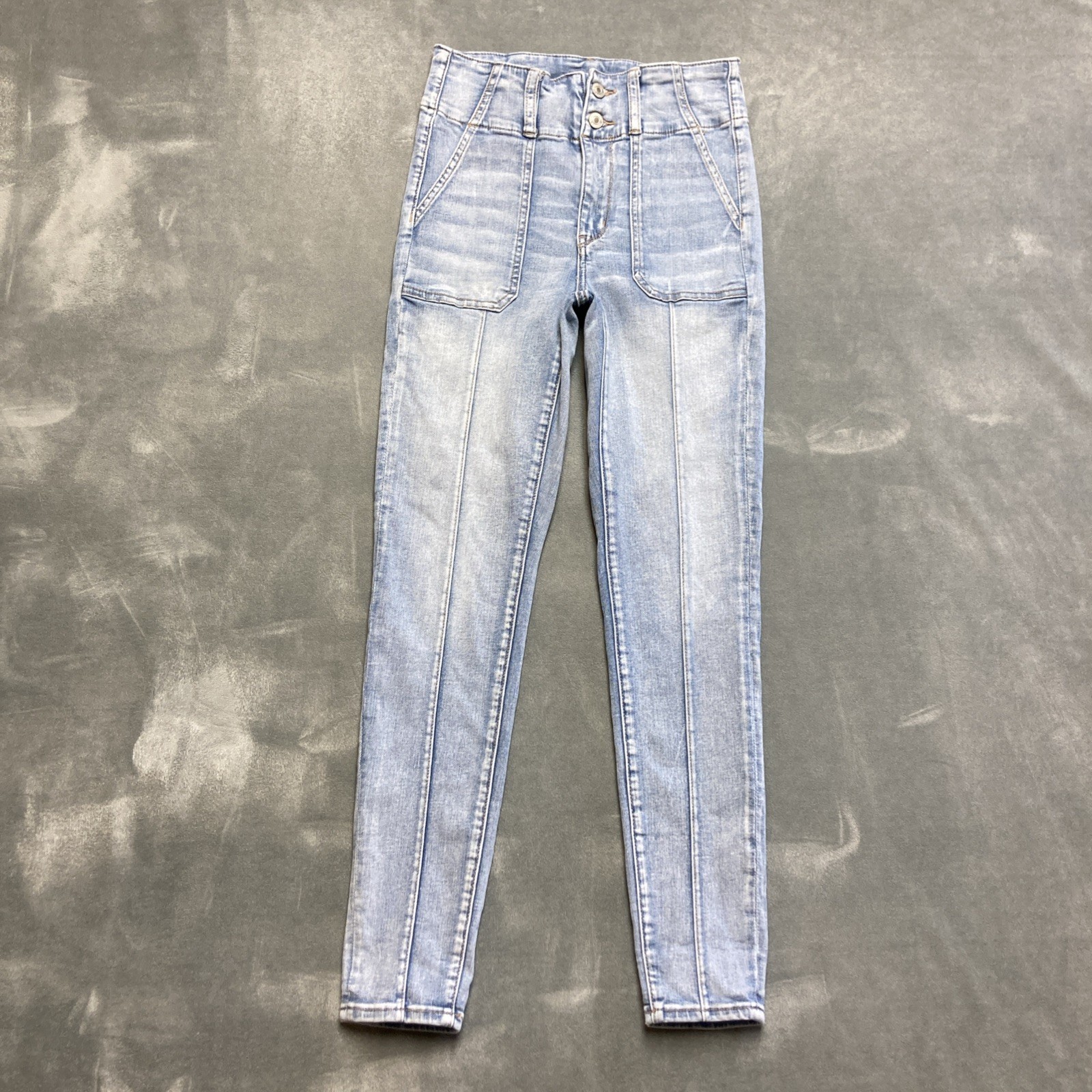 American Eagle Jegging Womens 6 Super Hi-Rise Light Wash Denim Center Seams