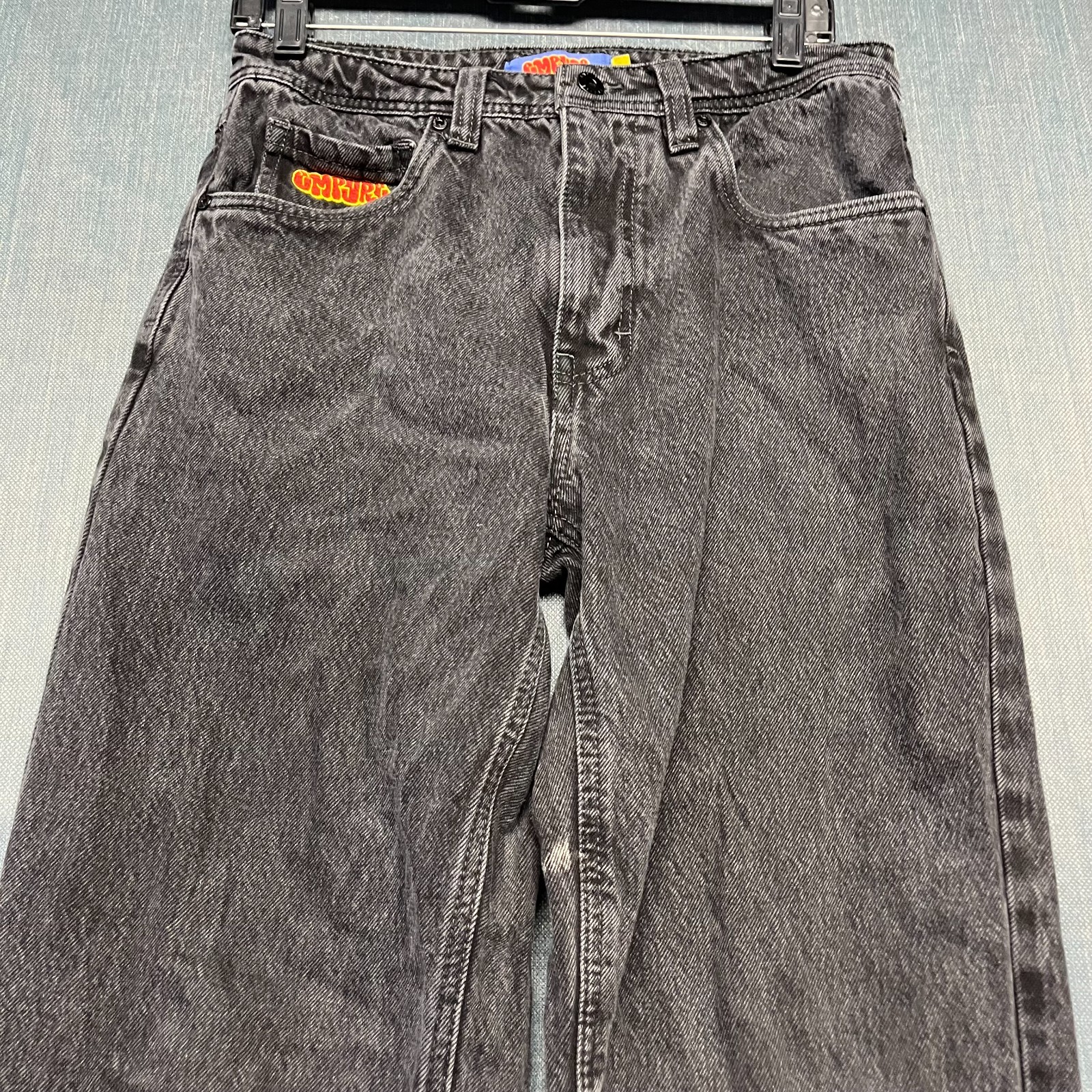 Empyre Men’s Jeans Size 27 Black Acid Wash Loose Fit Y2K Casual Distressed