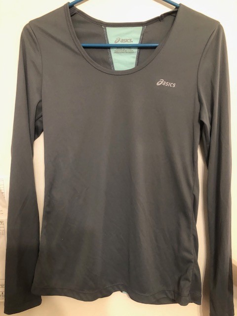 ASICS Womens Grey Long Sleeve Running Shirt Small Athletic Workout Top