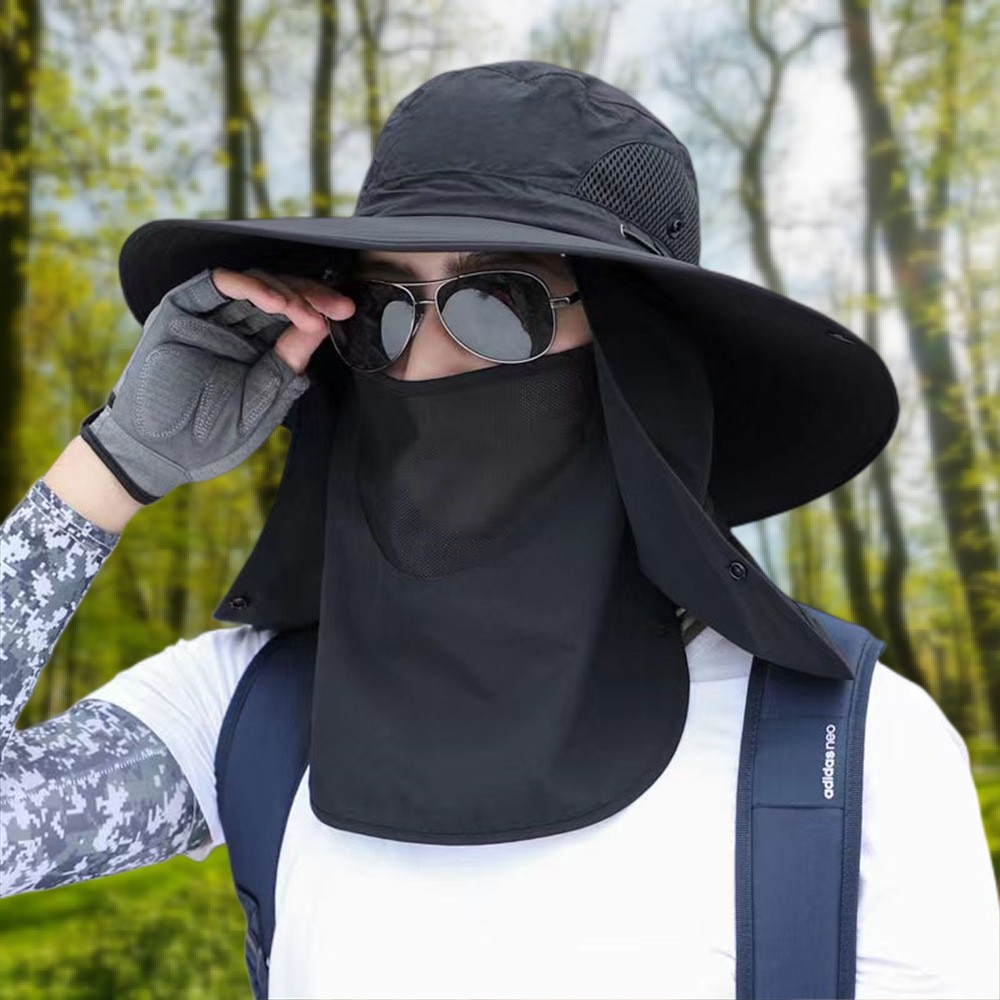 UV Protection Bucket Cap Sun Hat Wide Brim For Camping Hiking Fishing Safari Men