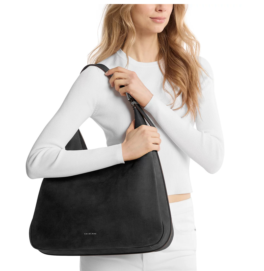 🌺🌹Michael Kors Nolita Large Nubuck Hobo Shoulder Bag Black