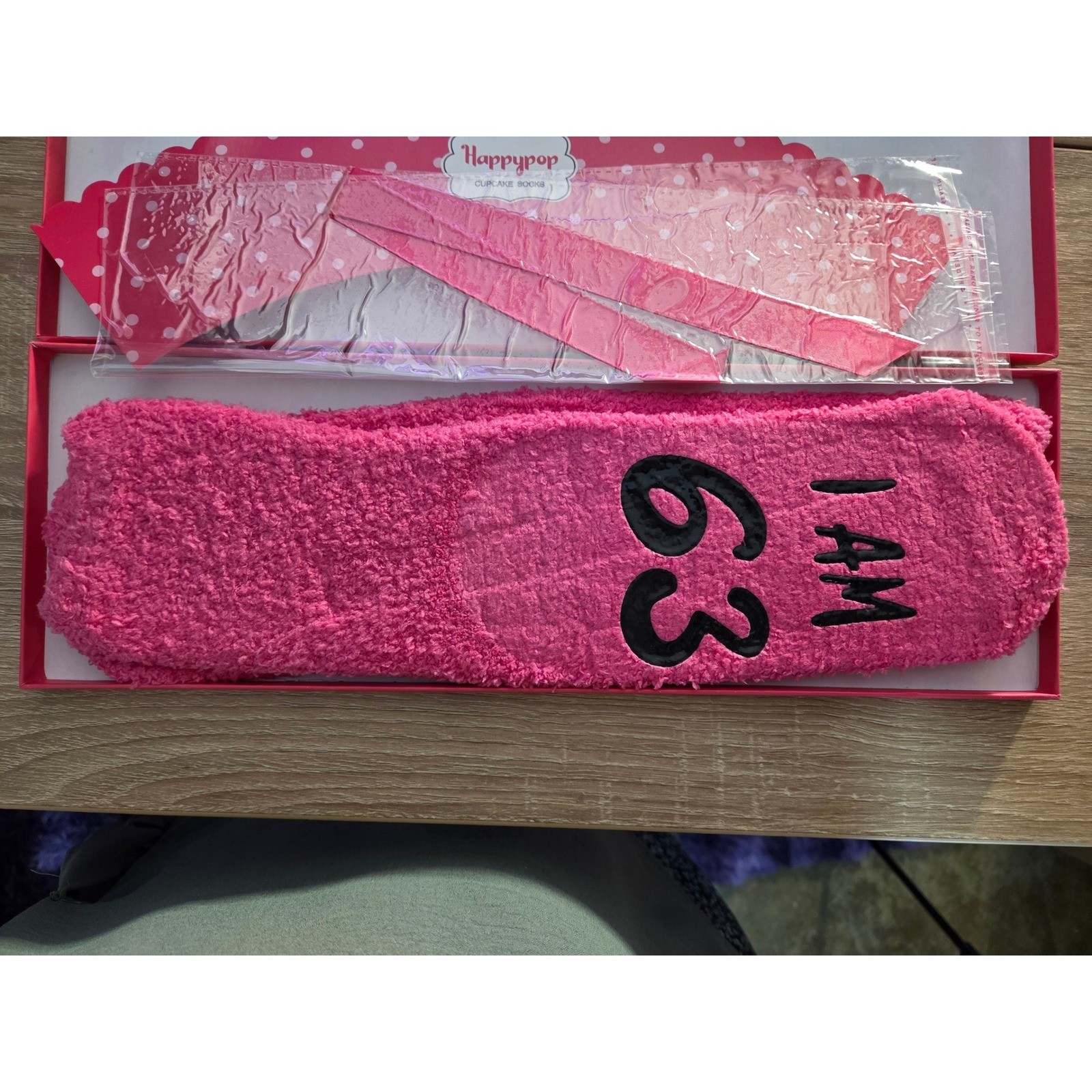 Happypop 63rd Birthday Gift Cupcake Socks Pink Fuzzy I AM 63 Womens Mens New