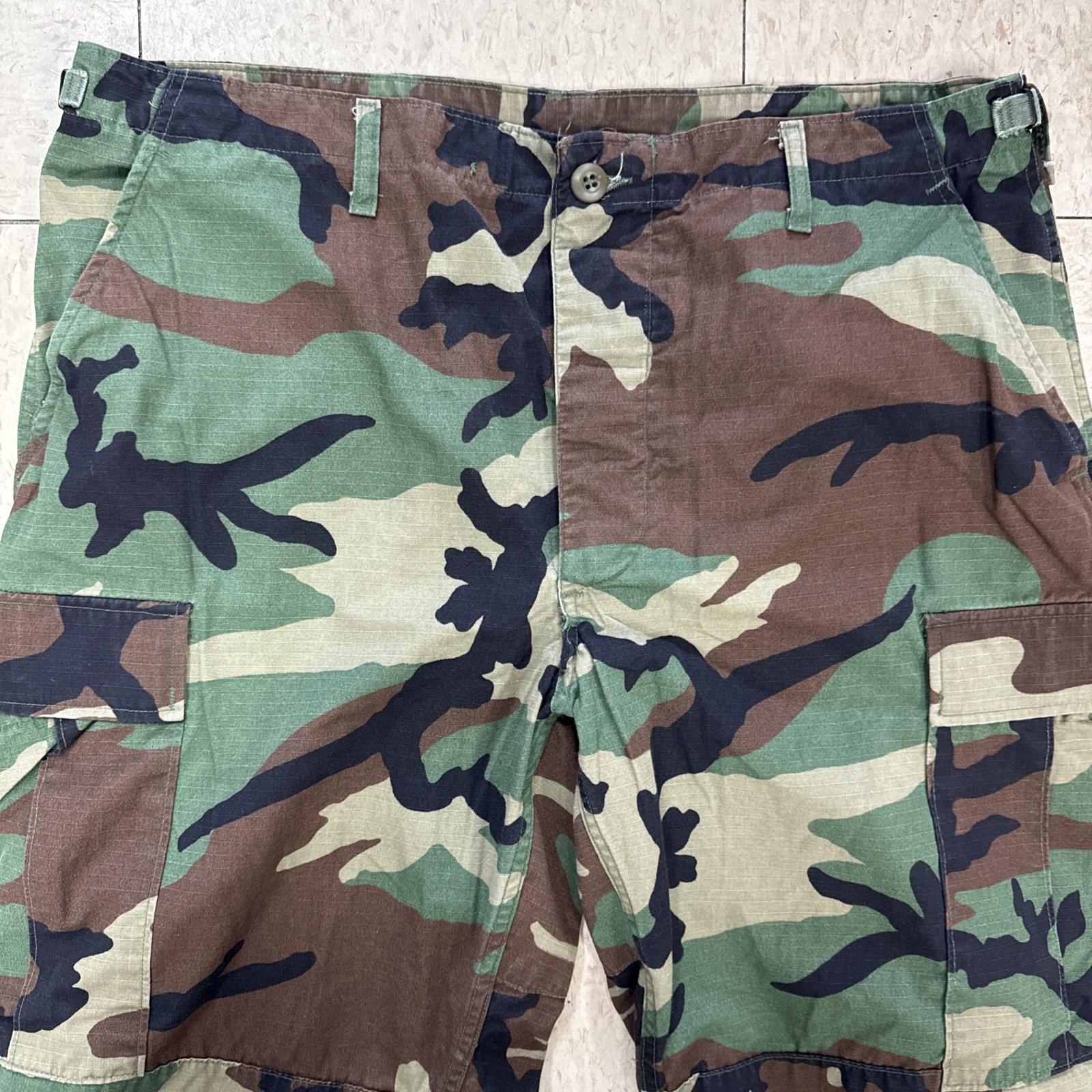 Vintage USGI BDU Pants Large Reg Woodland Camo Combat Cargo Trousers 90s (M831)