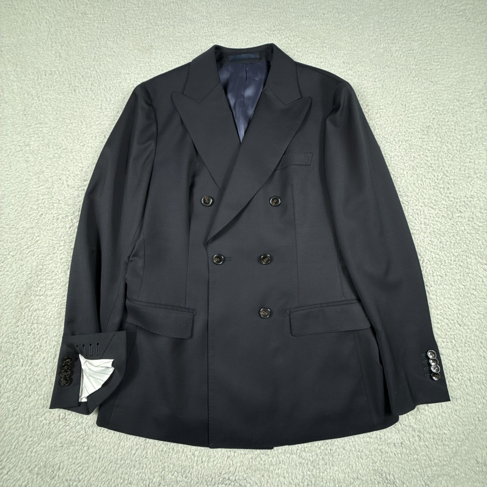 Suitsupply Blazer Sport Coat Mens 36R Navy Parker Double Breasted Stretch Wool