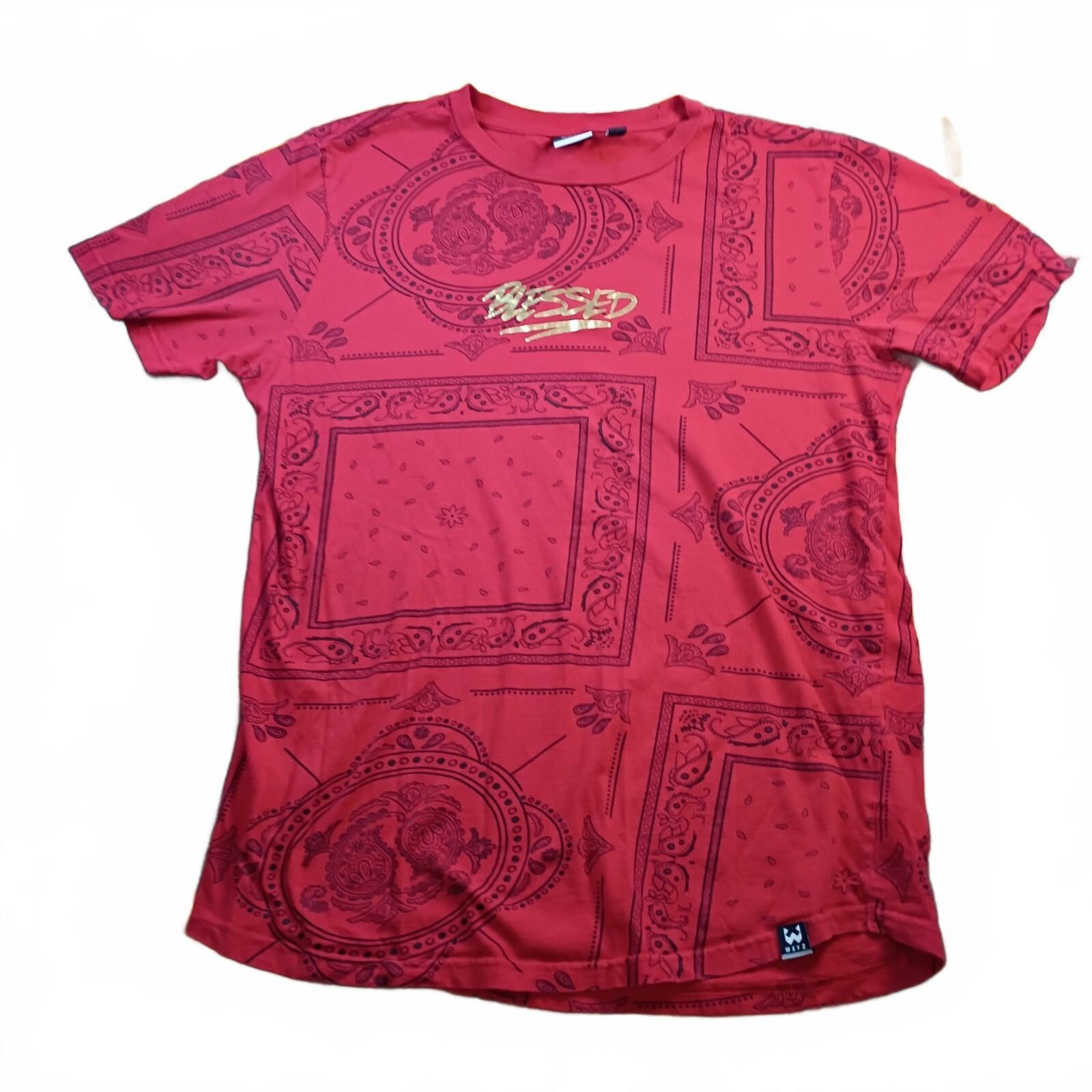 WXYZ Red Bandana Print Cotton T-Shirt Size L