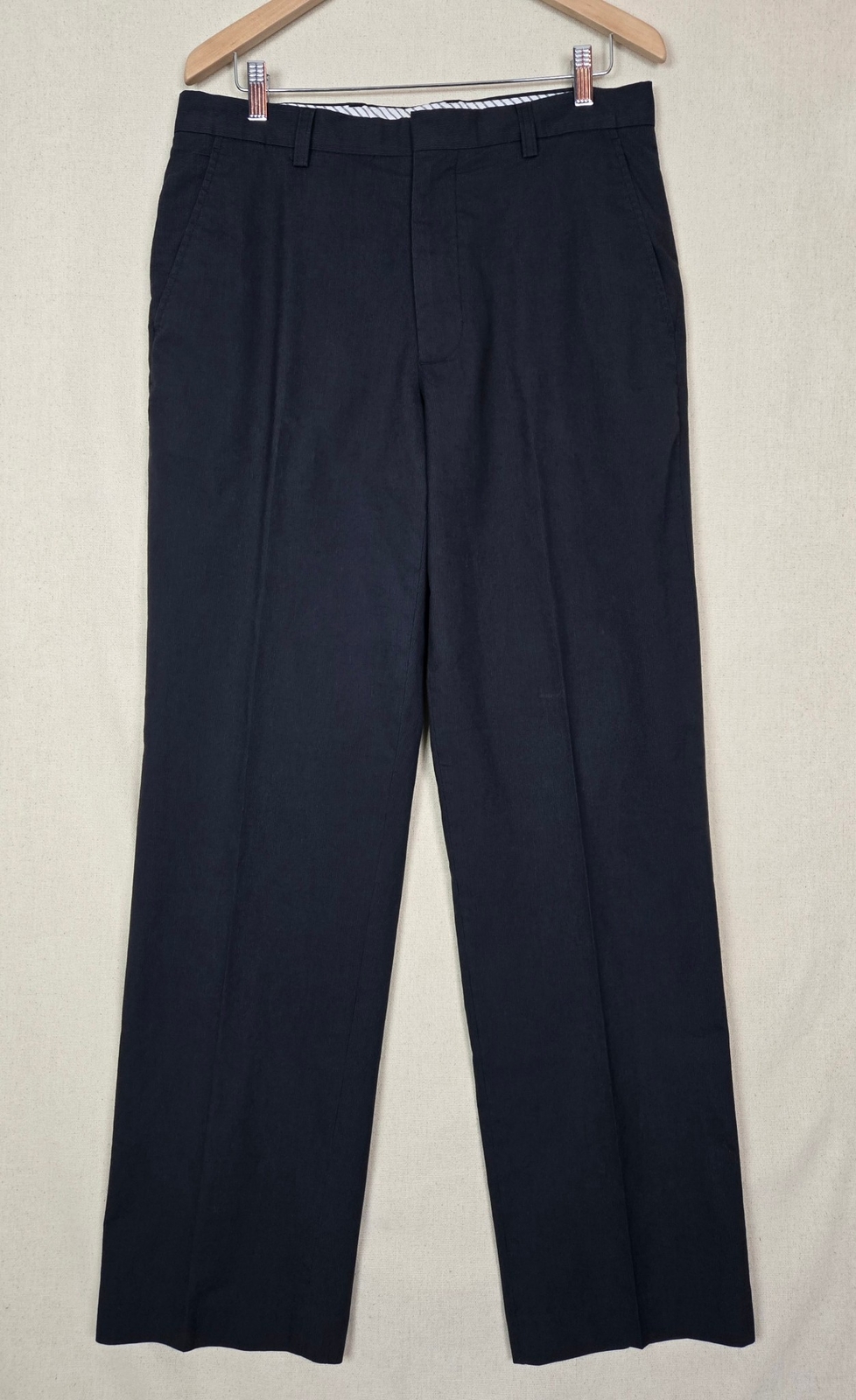 BANANA REPUBLIC Mens Gray Cotton Poly Flat No Cuff Lined Dress Pants 34 / 34