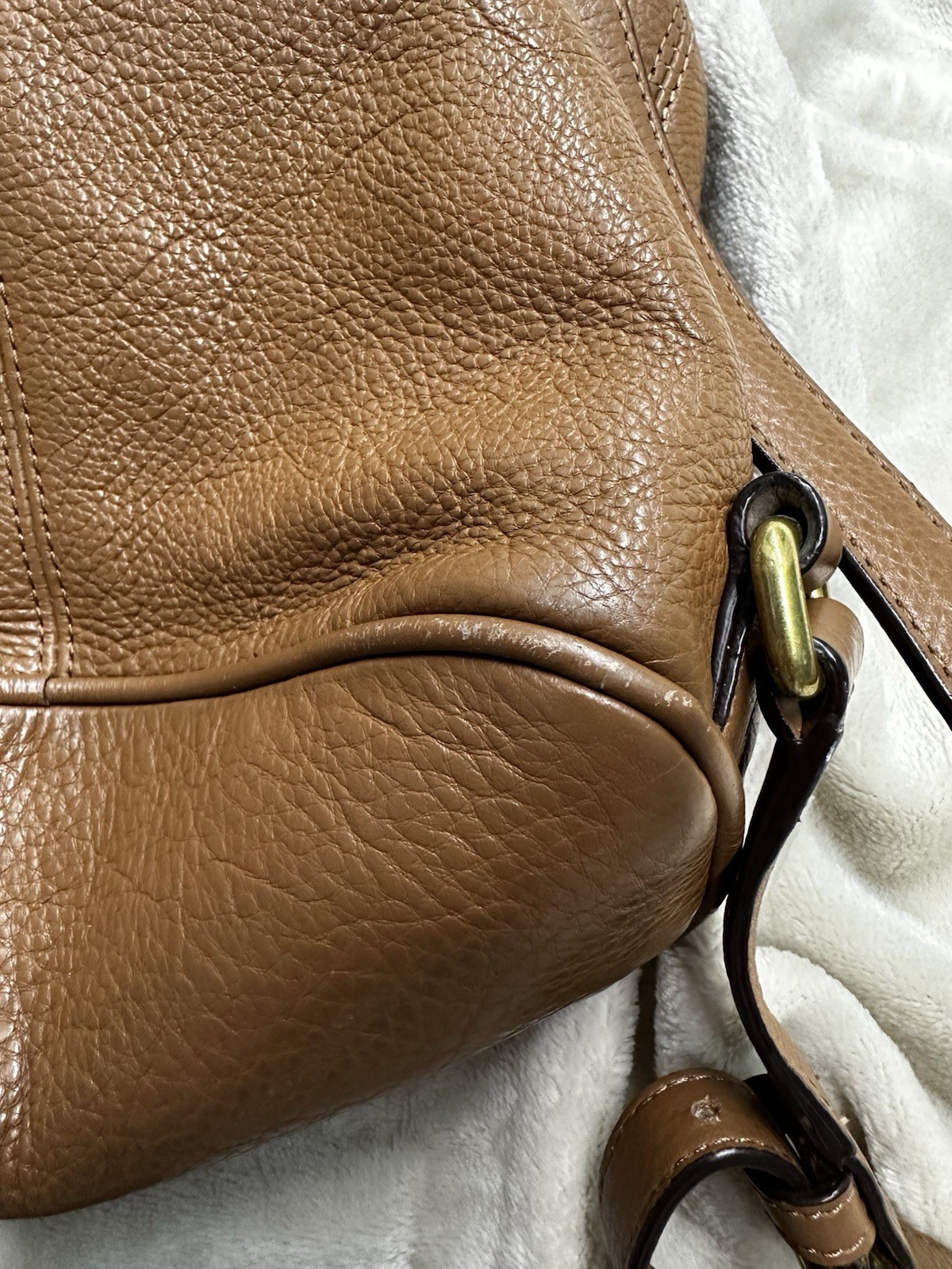 Vtg Coach Brown Pebbled Leather Medium Drawstring Backpack Shoulder Bag F24385