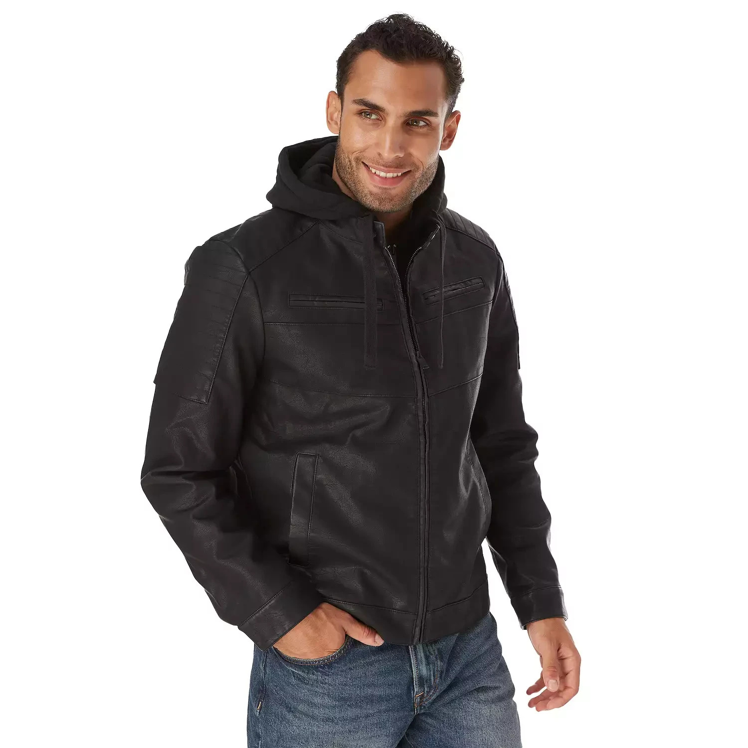 Men’s SIZE LARGE Winter Coat Jacket Peacoat 53% Wool Blend Bomber Trucker Moto