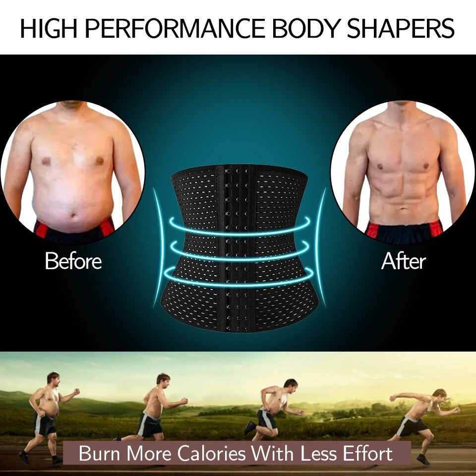 Men’s Waist Trainer Body Shaper Tummy Girdle Belt Belly Fat Burner Corsets S-3XL
