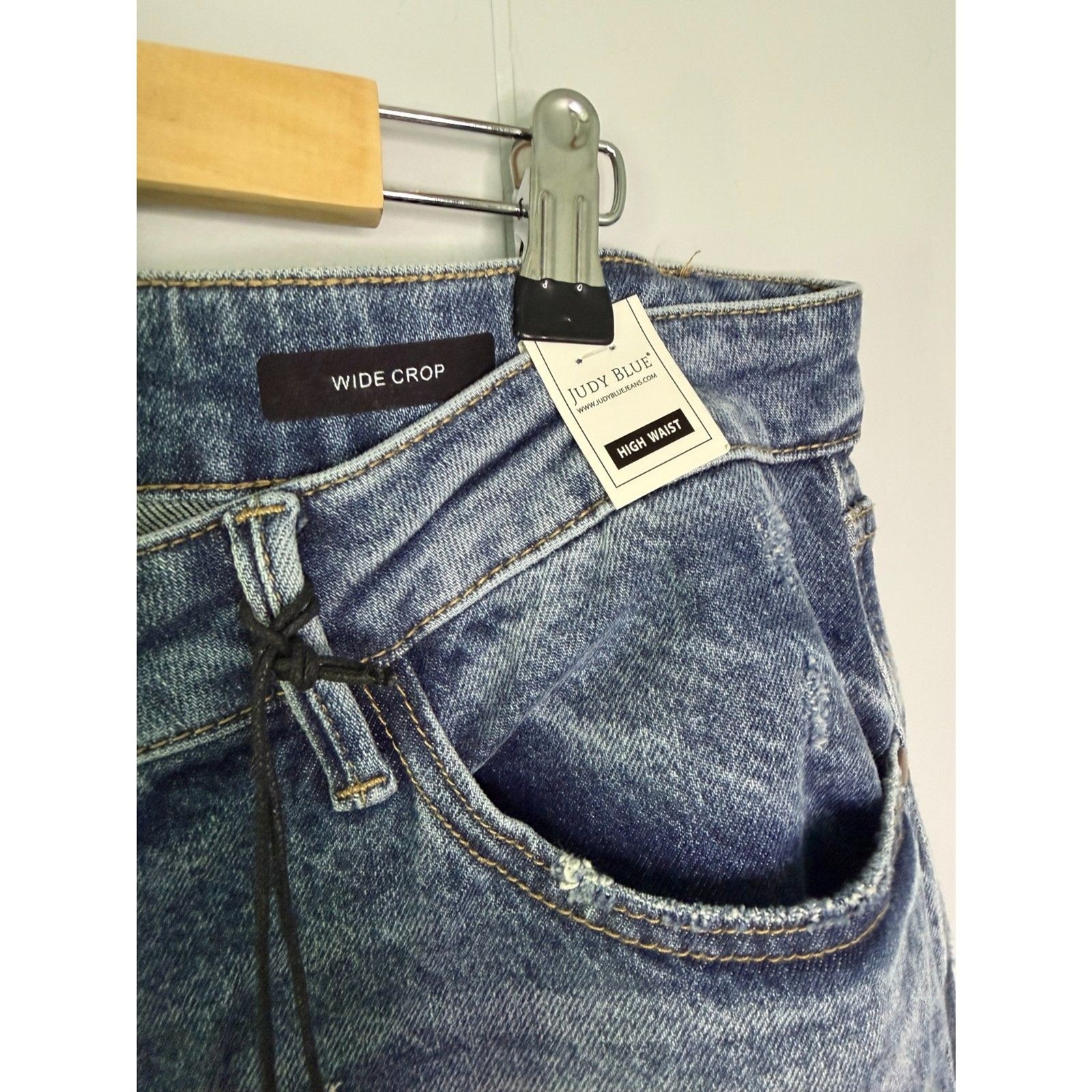 Judy Blue Rigid Magic High Waist Crop Wide Leg Distressed Jeans 18W 88963