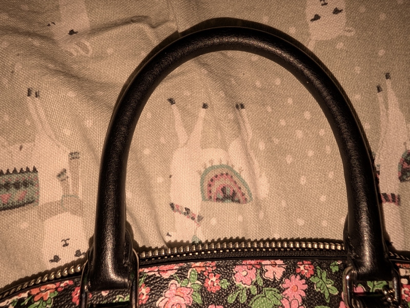 COACH Sierra Posey Cluster Floral Coated Canvas Satchel Blk/Pnk GORGEOUS NWOT