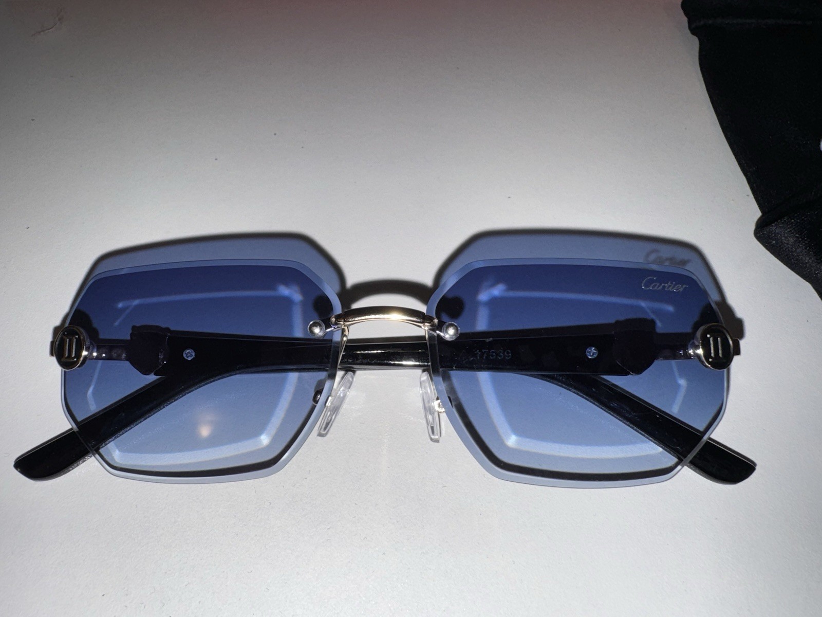 Cartier Big C Diamond Cut Blue Frameless Lens