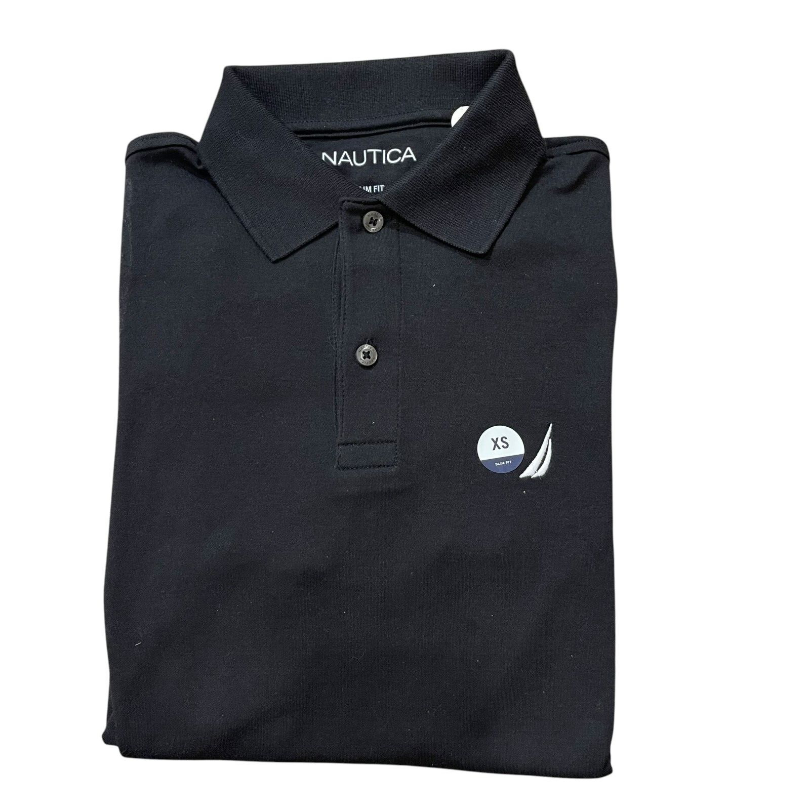 NWT Nautica Mens Slim Fit Solid Soft Interlock Knit Short Sleeve Deck Polo Shirt