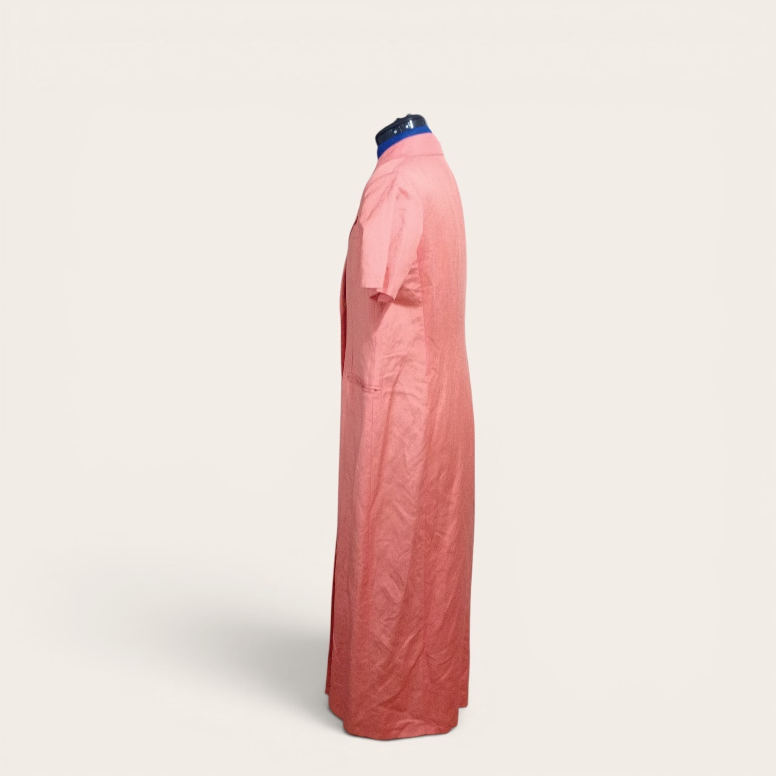 Harvé Benard Coral Linen Double-Breasted Dress With Satin Lining Size 10