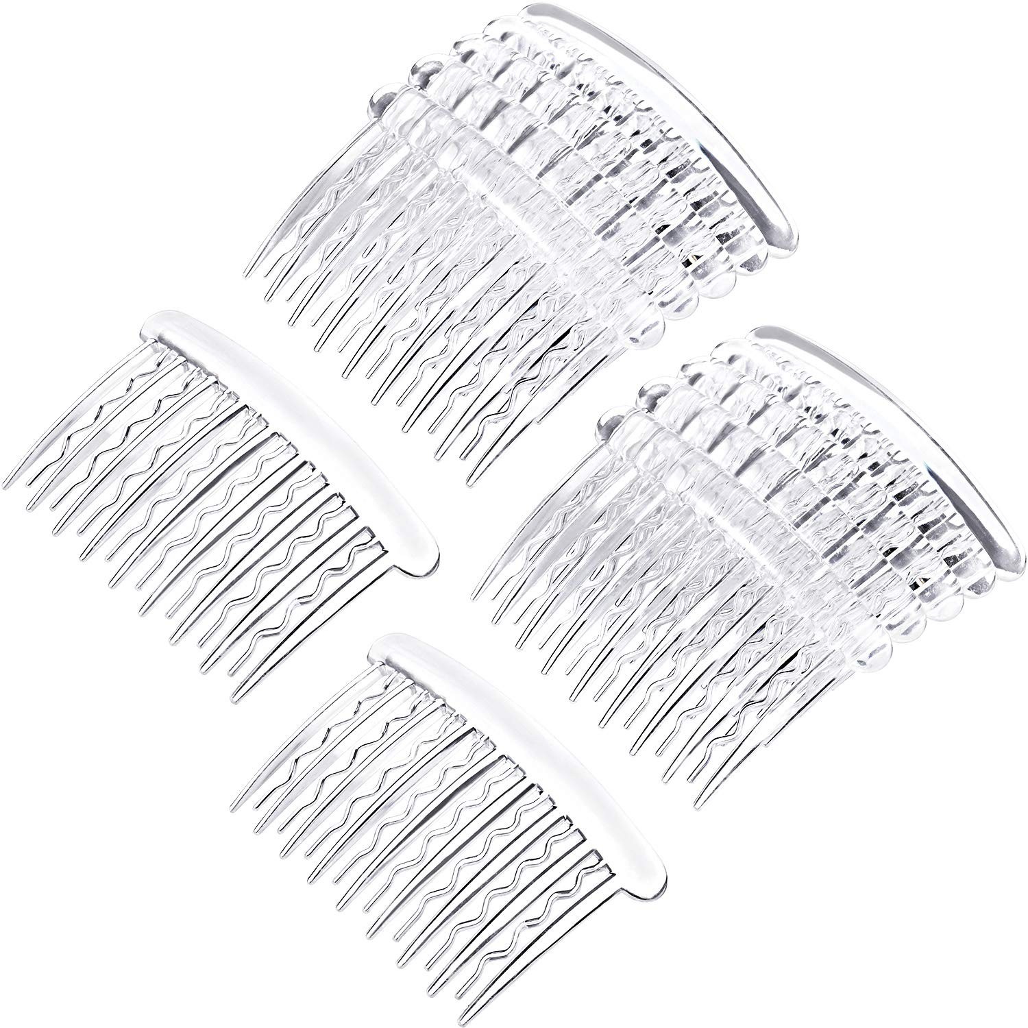 12 Pieces Plastic Teeth Hair Combs Tortoise Side Comb Hair Accessories(Transpare