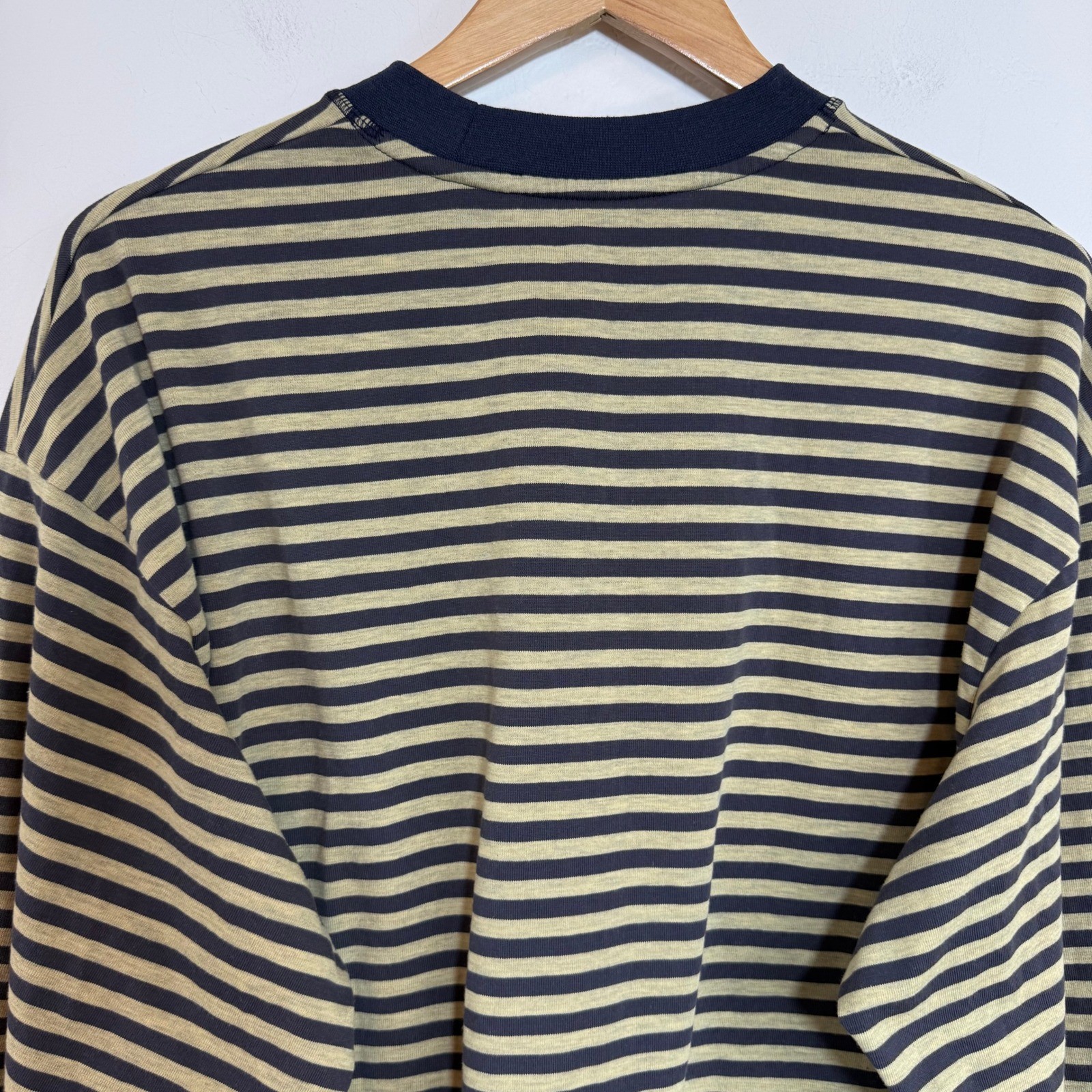 Lioness Bloom Top Beige Stripe Long Sleeve Navy Blue Boxy Oversized Streetwear S