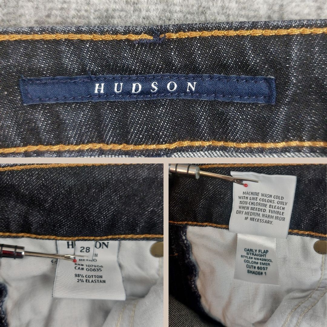 Hudson Women’s 28 (30×34) Carly Flap Straight Jeans Blue Low Rise Stretch Denim