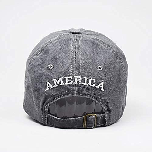 Men’s American-Flag Embroidered Washed Cotton Baseball-Cap Distressed Dad-Hat…