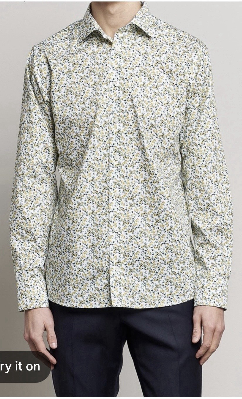Eton Lemon Twill Slim Shirt Size 39 15.5 Long Sleeve Button Up Dress Shirt Men’s