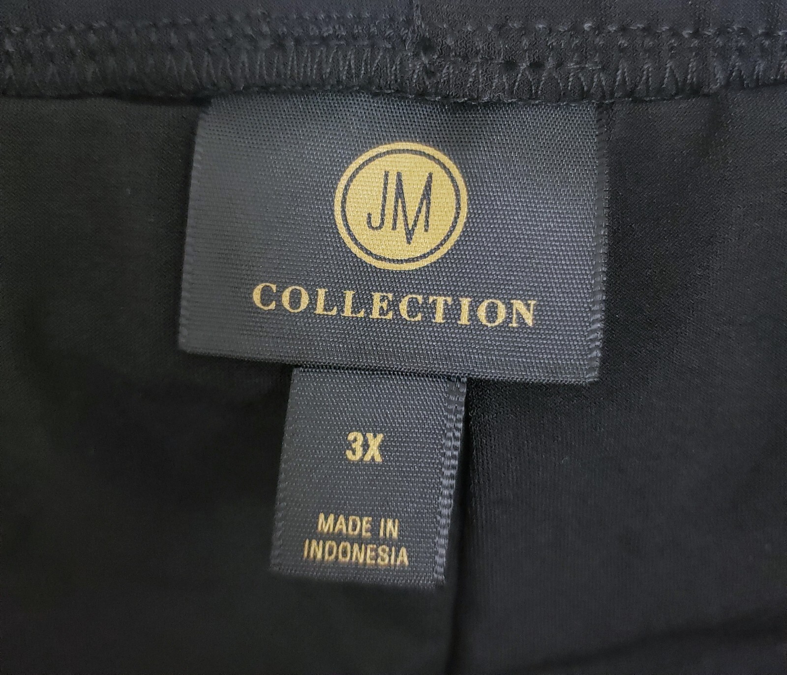 JM Collection Plus 3x Pull On Pants Wide Leg Full Elastic Waistband Deep Black
