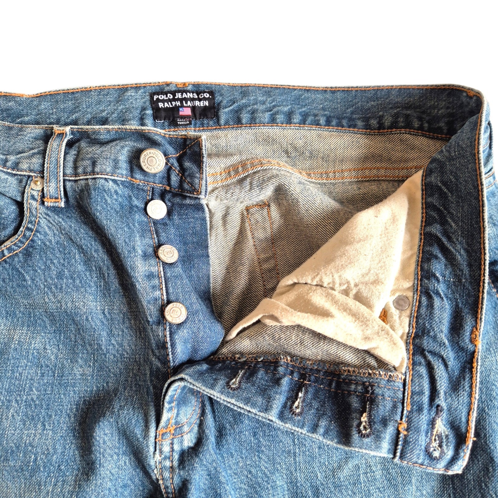 Polo Jeans Co Ralph Lauren Colton Jeans Mens W36 L32 Blue Straight Bootcut Denim