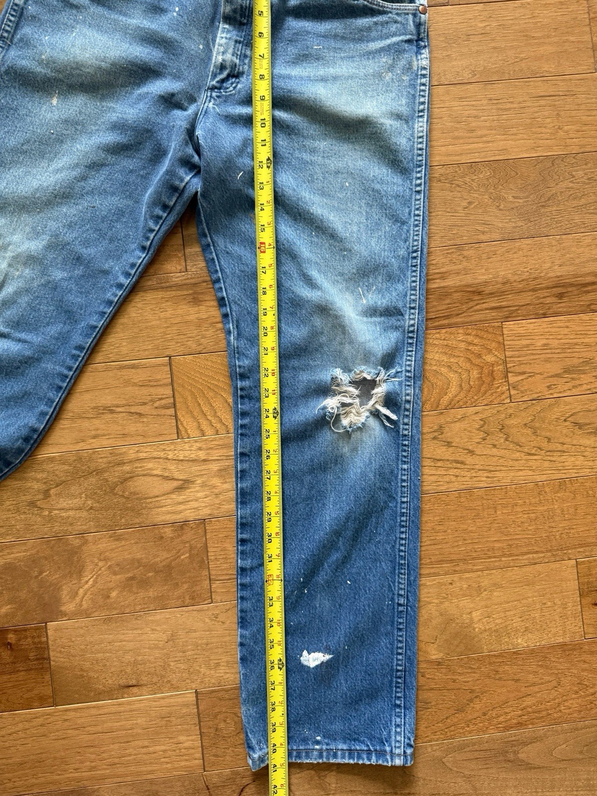 Vintage Wrangler Ranch Jeans Paint Splatter Distressed Aji Workwear 35×32 Mexico