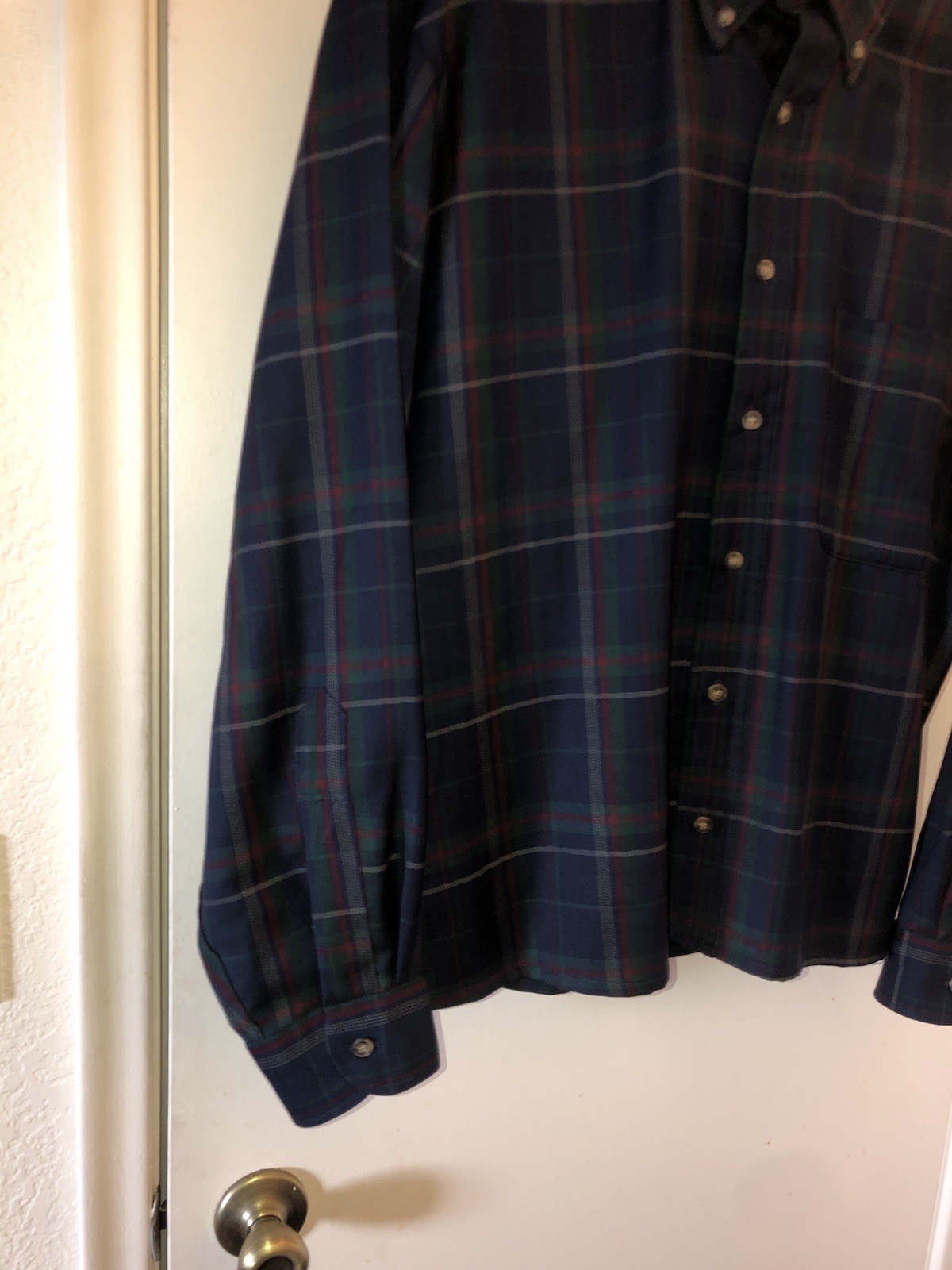 Vintage Sir Pendleton Wool Herringbone Plaid Button Down Flannel Shirt Men’s L