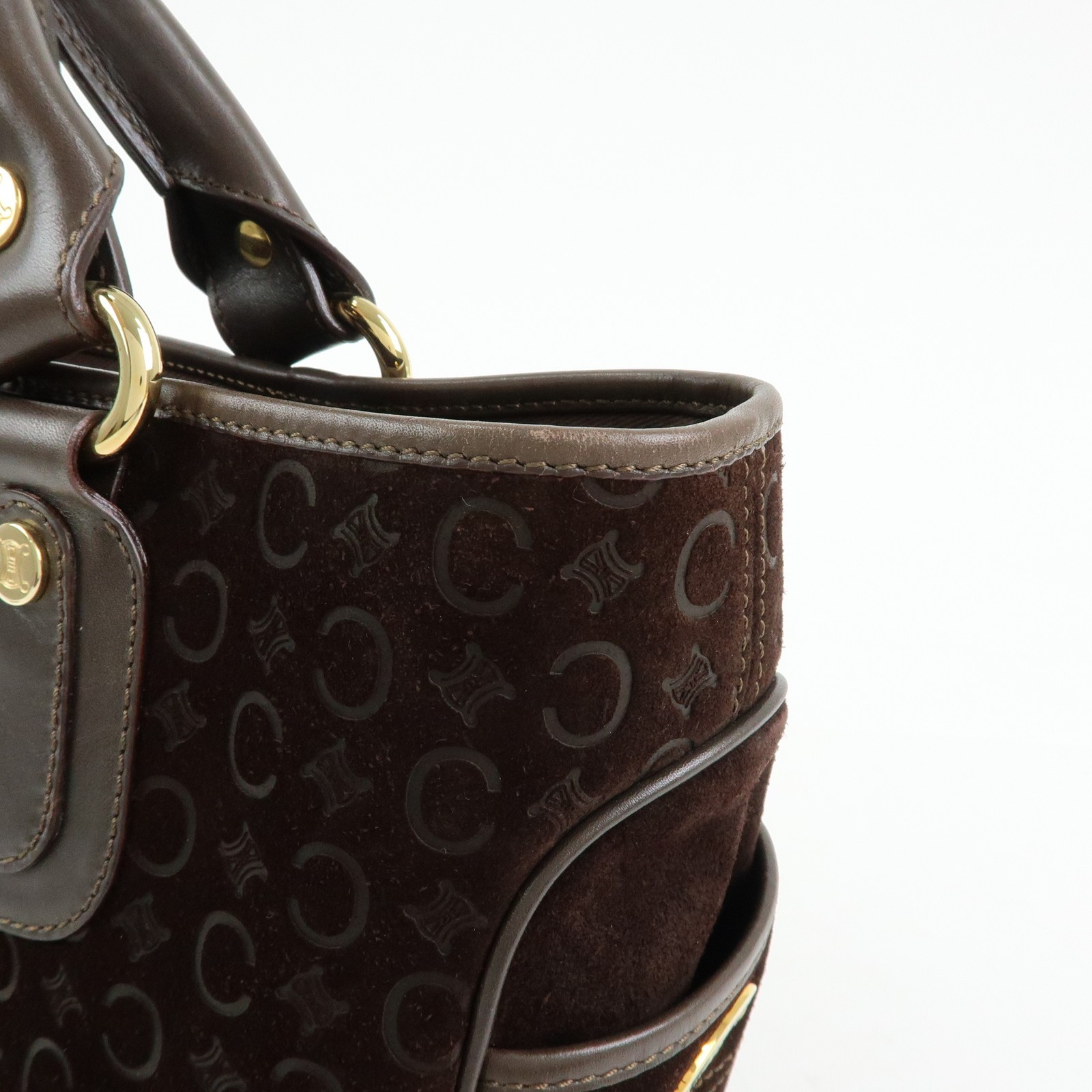 CELINE C Macadam Suede Leather Boogie Bag Hand Bag Brown Authentic Used F/S