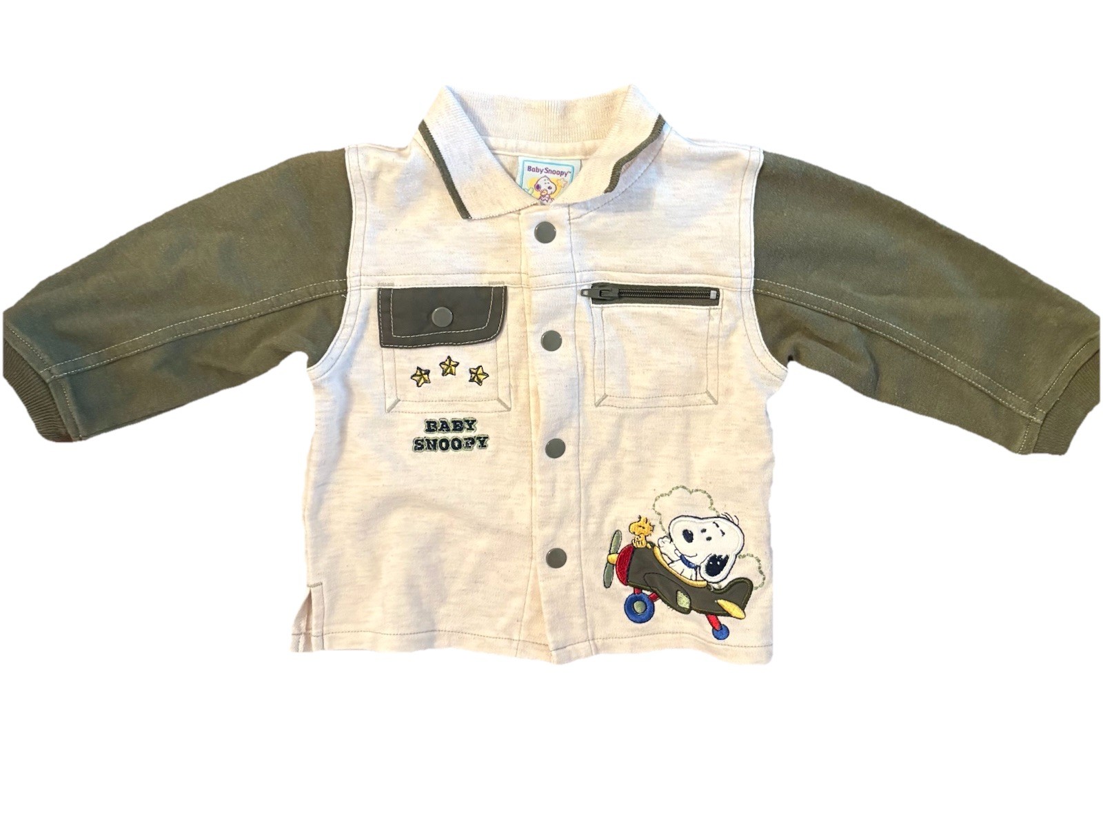 Vintage Baby Snoopy Jacket 6-9M Peanuts Y2K Woodstock Embroidered Button Up Coat