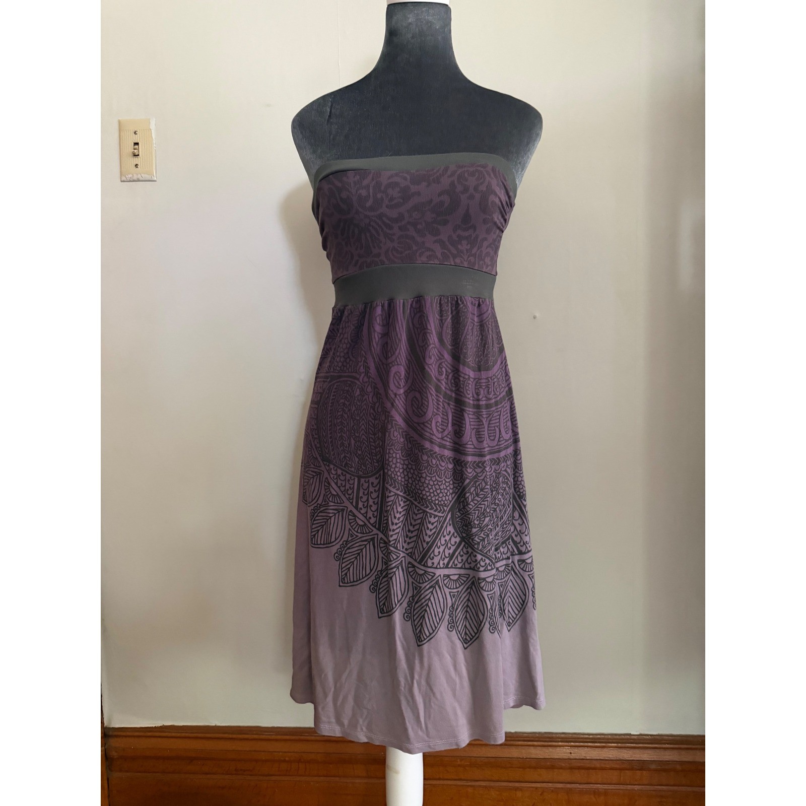 Athleta Purple Ombre Mandala Strapless Midi Dress Medium Boho Y2K indie festival