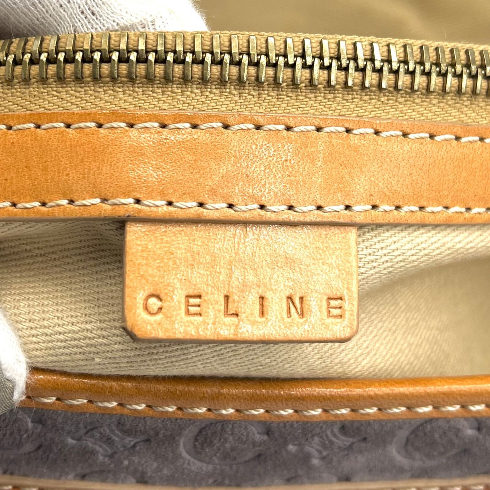 CELINE Boogie Bag C Macadam Suede Leather Gray Vintage Authentic From Japan