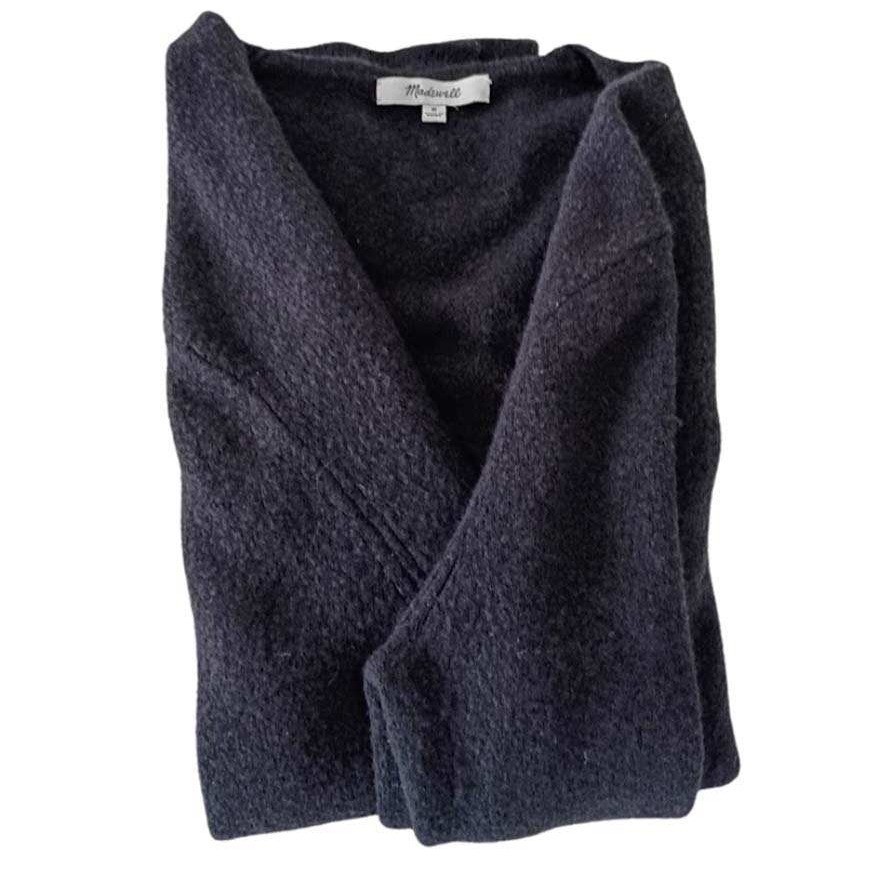 Madewell Charcoal Heathered Knit Open Front Long Sleeve Cardigan Sweater Pockets
