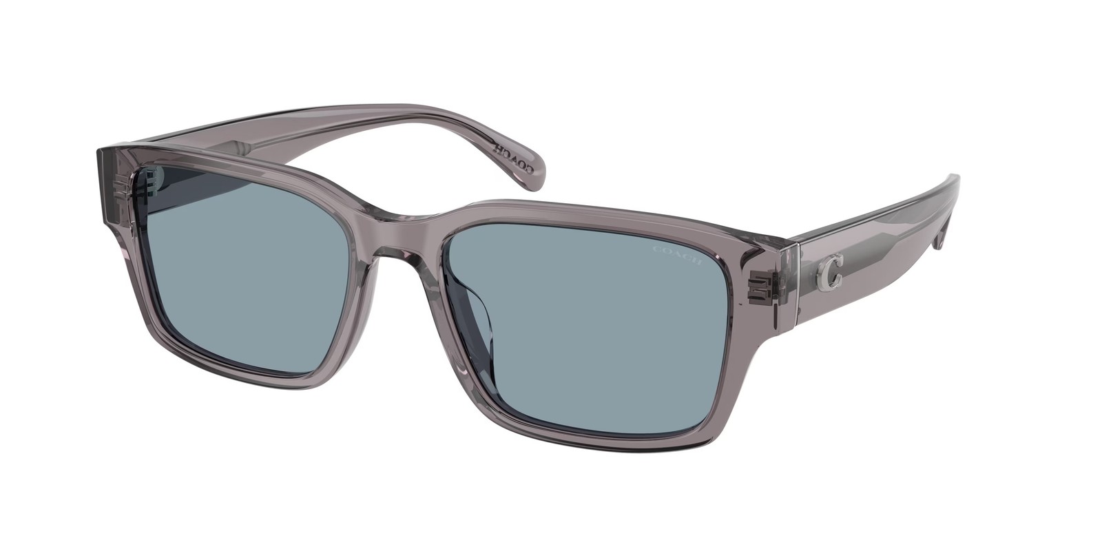 COACH HC8441U 553772 Cby96 Transparent Grey Light Blue Solid 55mm Men Sunglasses