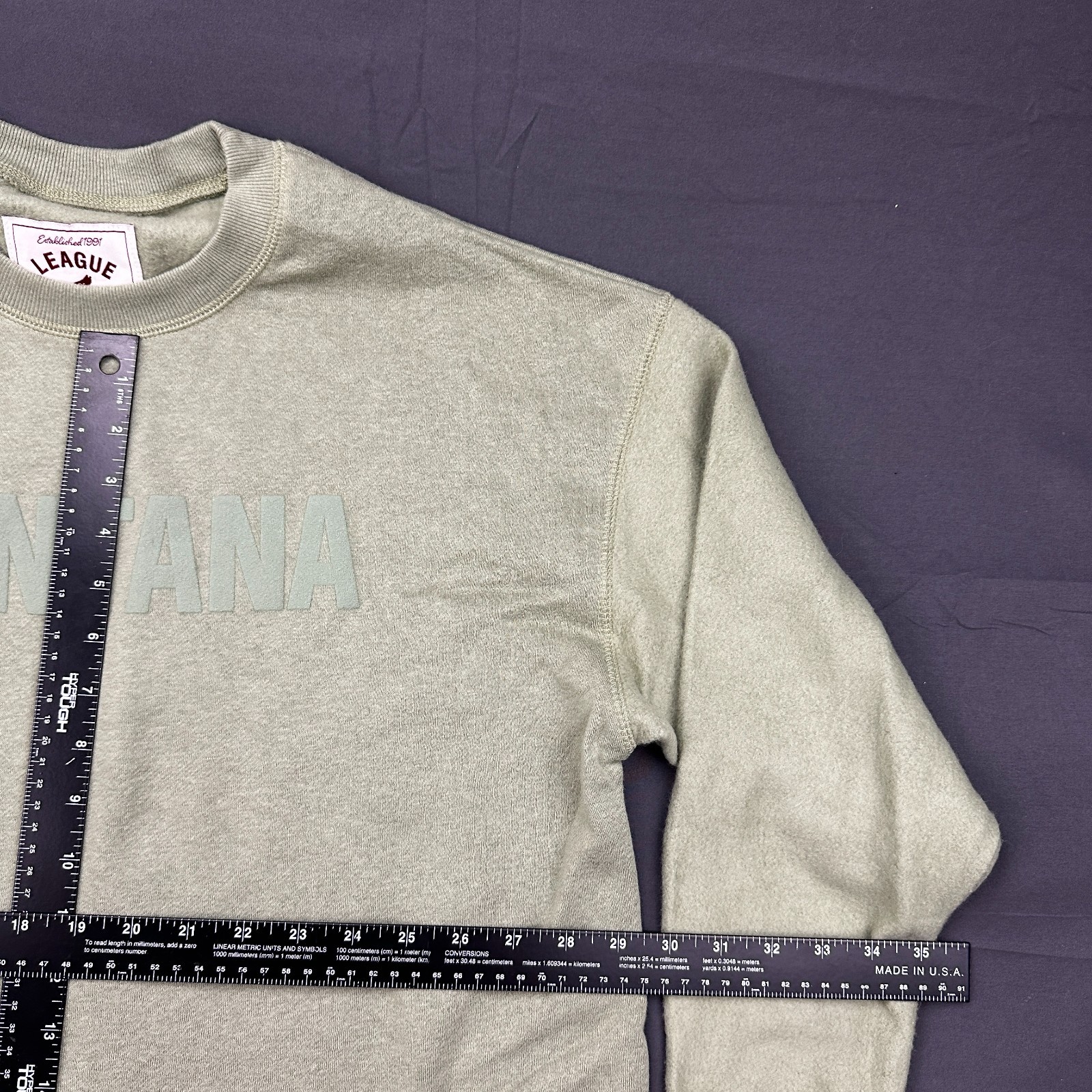 League Collegiate Sweatshirt Womens Medium Sage Green Montana Logo Fleece Lined