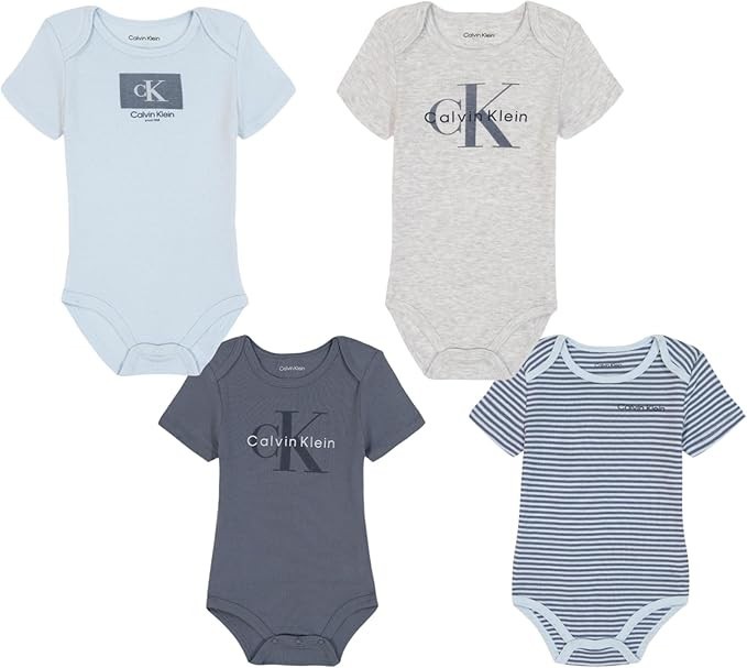Calvin Klein baby-boys 4 Pack Bodysuits Size 0/3M, 3/6M, 6/9M, 12M, 18M