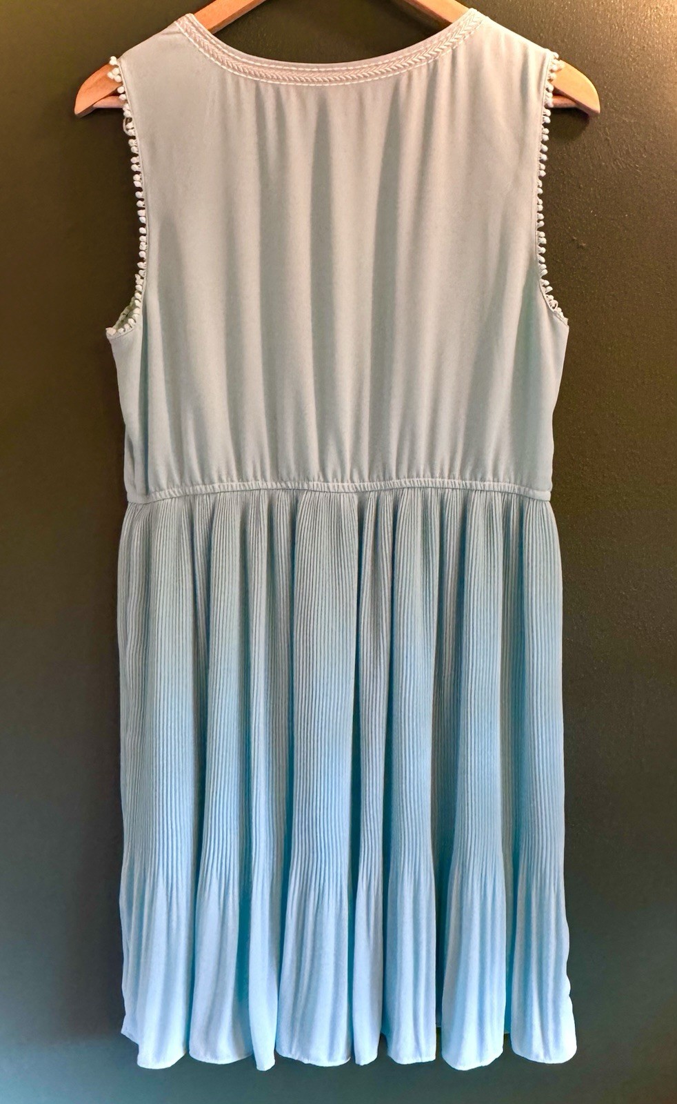 Darling Robin’s Egg Blue Sleeveless Embroidered Lined A-Line Knee Dress Size L
