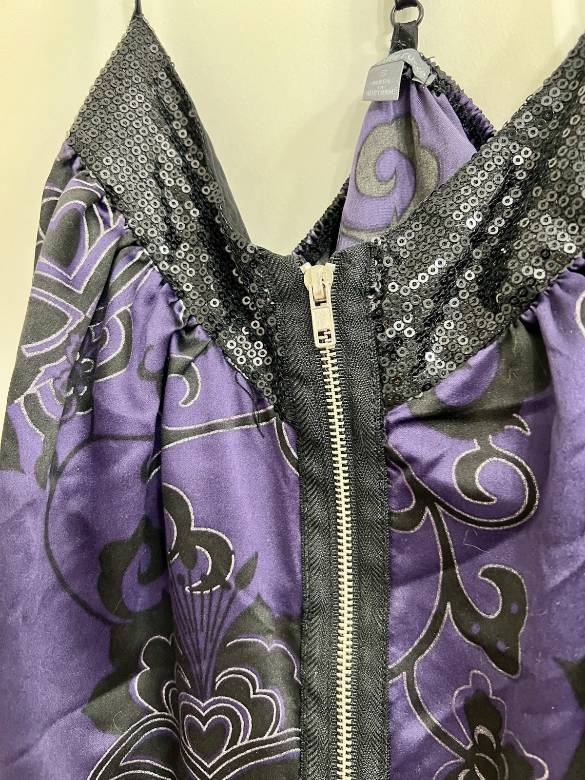 Charlotte Russe Y2K Zip Front Purple Black Cami Top Vintage Size Small