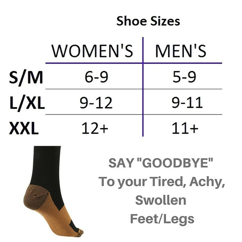 3 Pairs Copper Compression Socks 20-30mmHg Energy Support Recover Fit Knee High