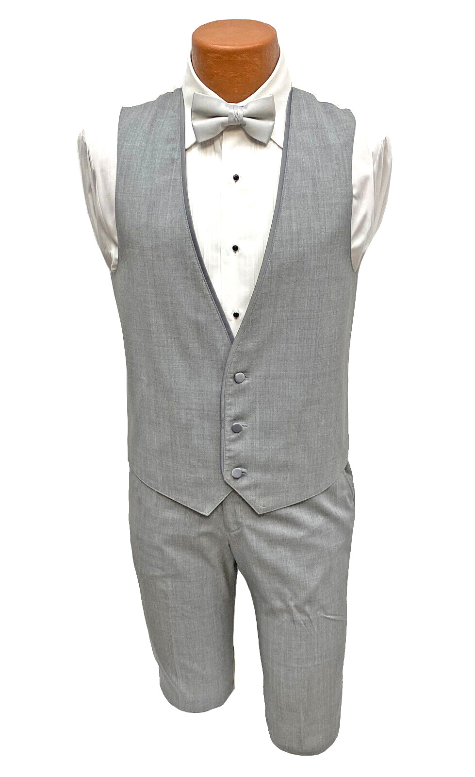 Jean Yves Twilight Men’s Heather Grey Tuxedo 3 Piece Suit with Vest Size 42L 35W