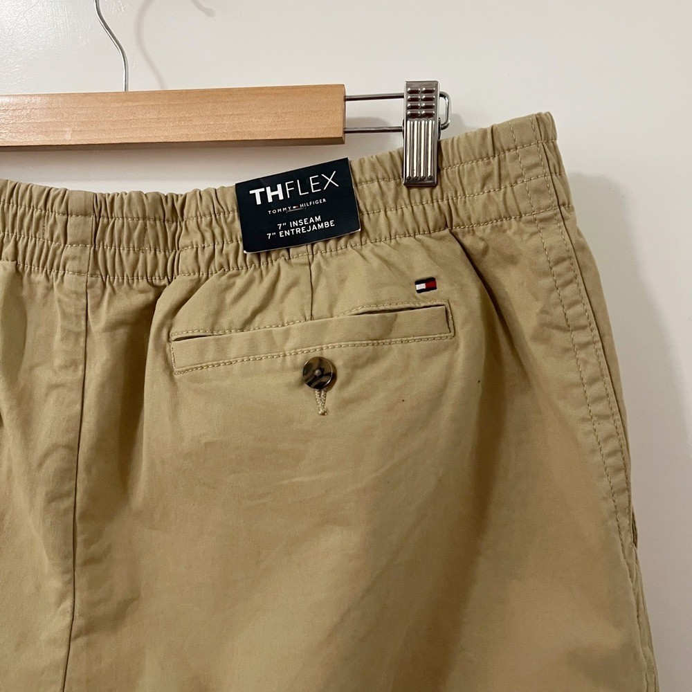 Tommy Hilfiger THFlex Men’s Chino Shorts Khaki Stretch Elastic Waist XL