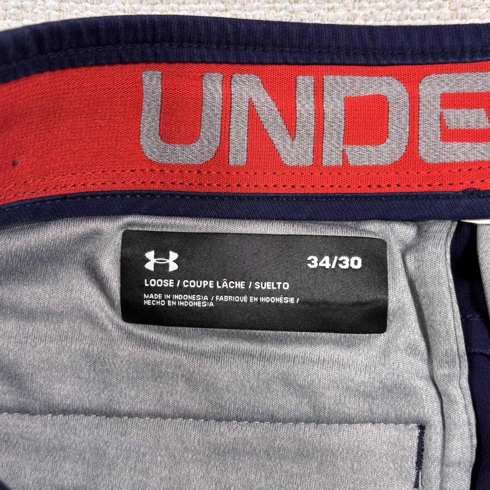 Under Armour Loose Fit Chino Golf Pants Men 34/30 Navy Wicking Breathable Pants