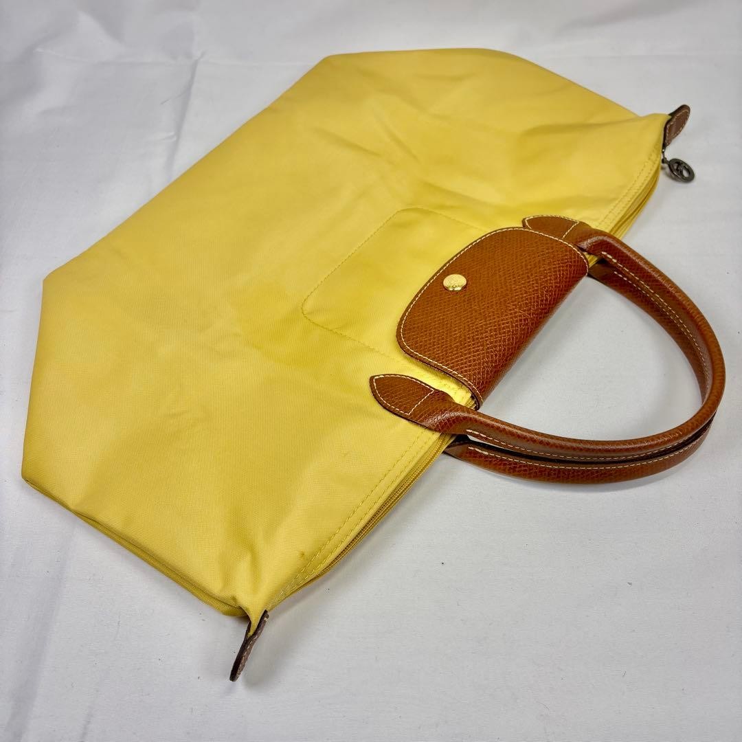 Longchamp Nylon Tote Bag Yellow Folding 10.2×19.3/11×7.9 in, Used