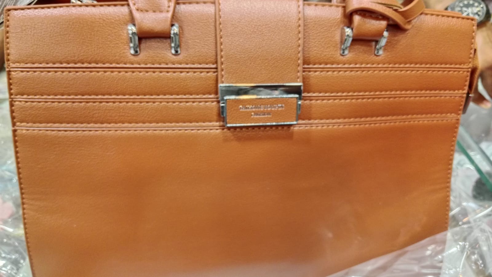 Women’s Tan Leather Office Handbag Top Handle Shoulder Tote Satchel Crossbody