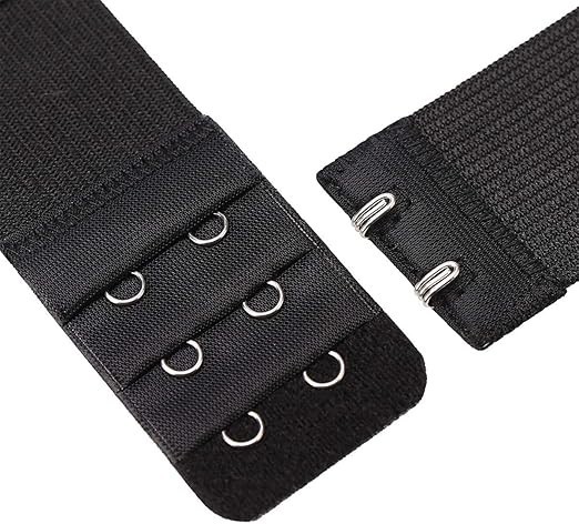 4Pcs Black Adjustable Bra Extender 2×3 Hooks Elastic Underwear Strap Extension