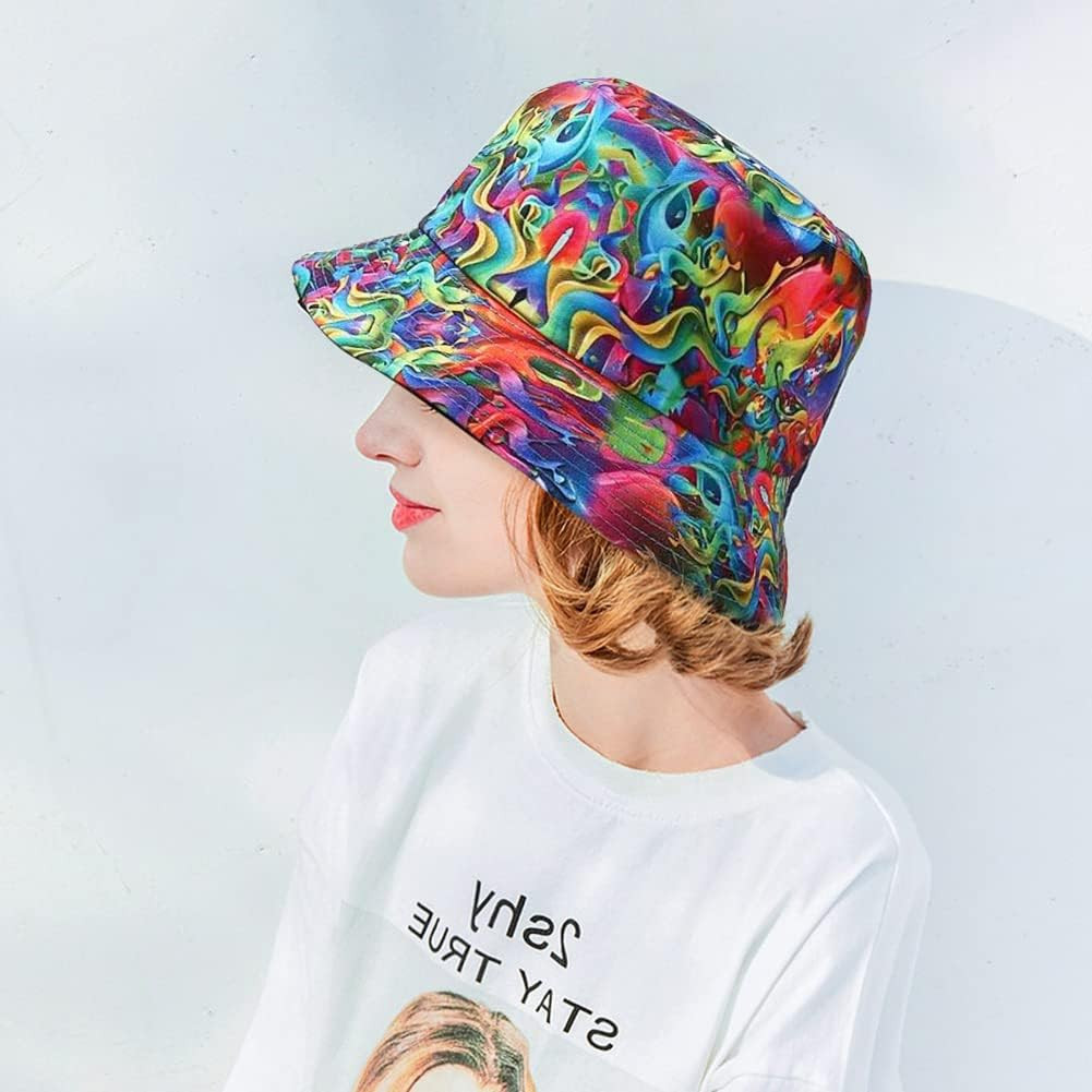 Unisex Bucket Hat Beach Sun Hat Aesthetic Fishing Hat for Men Women Teens, Rever