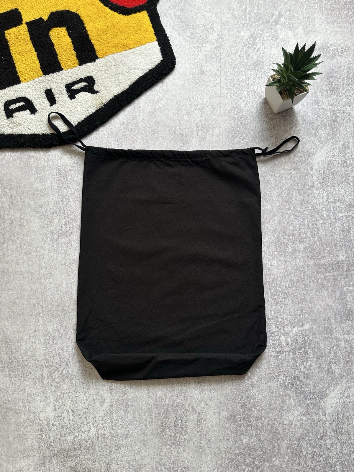Ann Demeulemeester Black Drawstring Dustbag Shoe Bag Cotton Authentic Logo