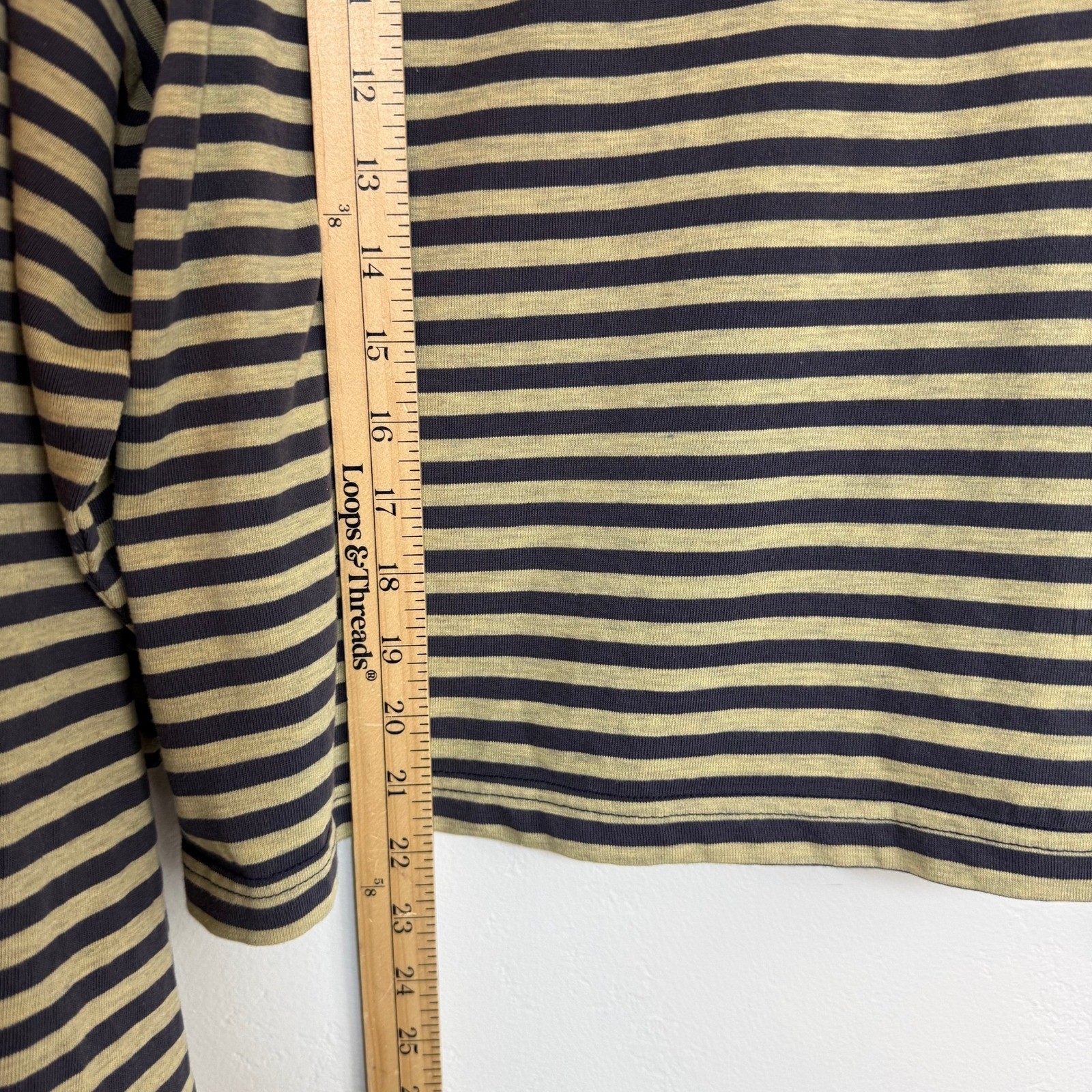 Lioness Bloom Top Beige Stripe Long Sleeve Navy Blue Boxy Oversized Streetwear S